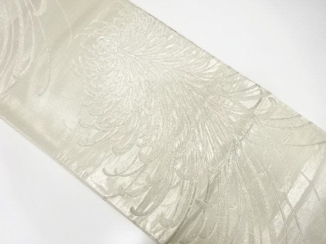 JAPANESE KIMONO / ANTIQUE FUKURO OBI / SILK / WOVEN KIKU